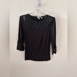 H&M - women’s black floral shirt in medium